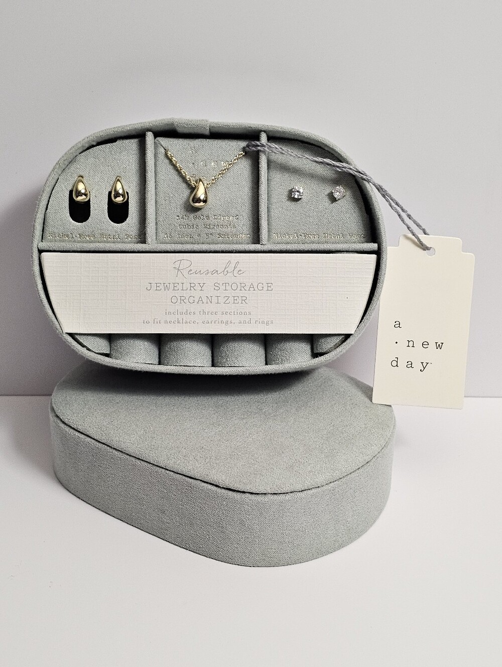 A New Day Womens Jewelry Box Gift Set Necklace Earrings Studs Gold Plated CZ NEW